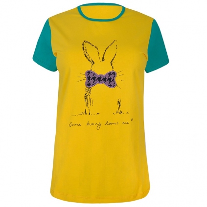 ست تیشرت و شلوارک نخی طرح عروسکی زنانه