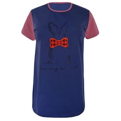 ست تیشرت و شلوارک نخی طرح عروسکی زنانه