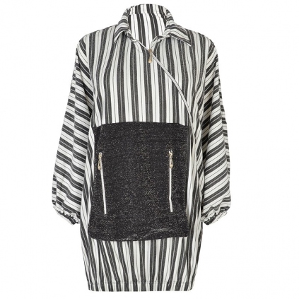 شومیز لمه زیپدار طرح راه راه زنانه